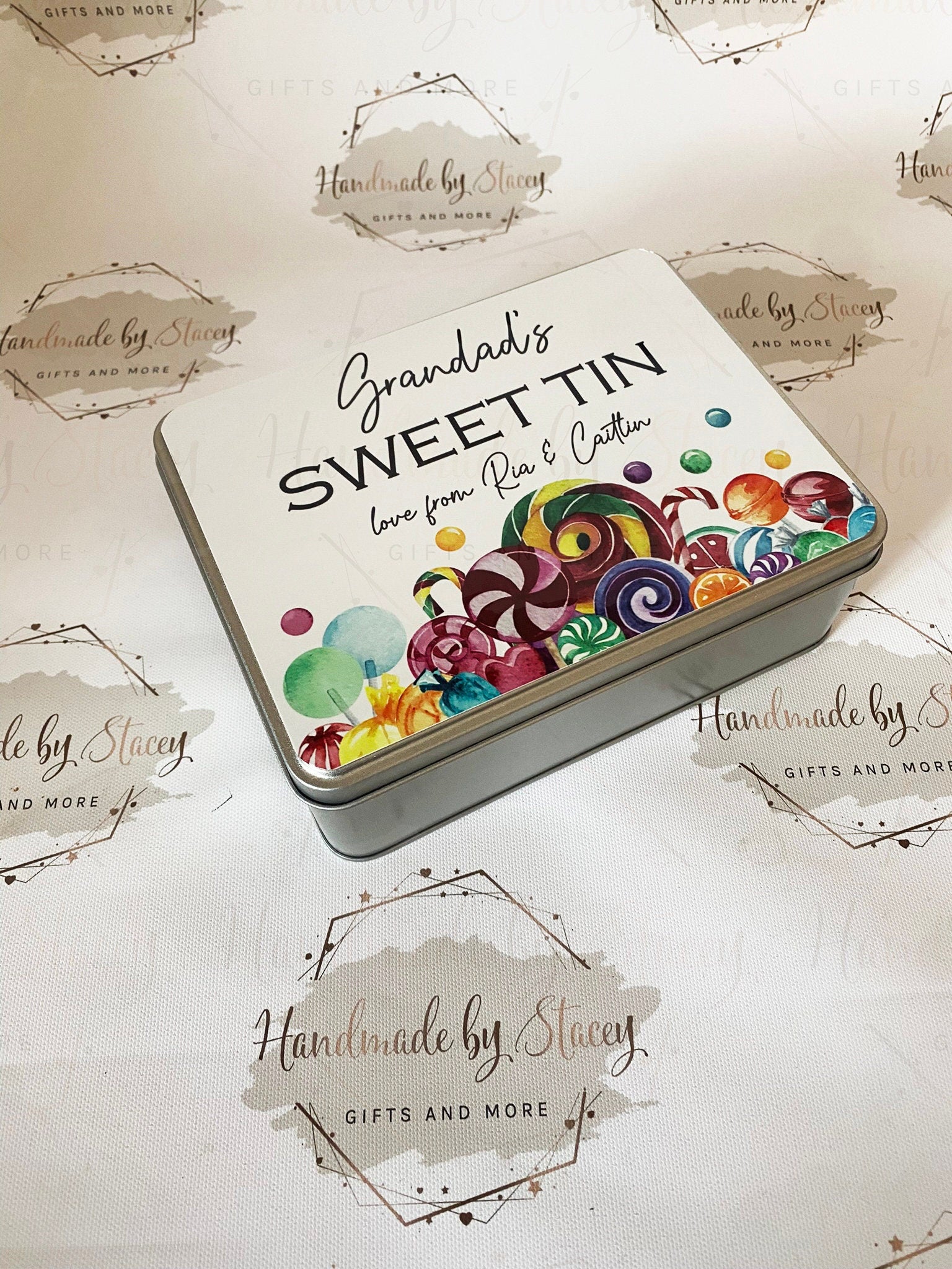 Personalised Novelty Metal Tin|Old Fashioned Sweeties|Sugar Treat Tin|Editable Text|Gift Idea for Grandad|Dad|Uncle|Mum|Aunty|Godparent