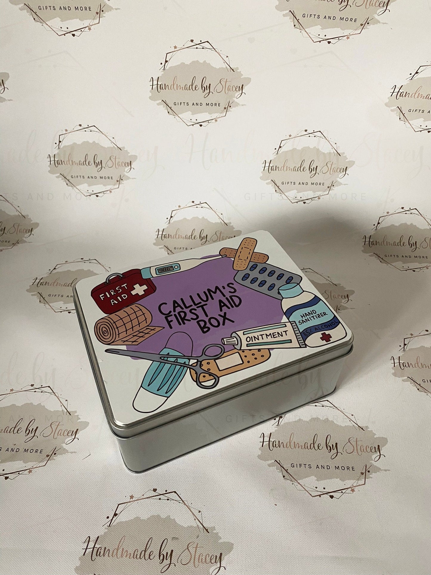 Personalised Novelty Metal Tin|Medicine Box|New Home Gift Idea|Box for Diabetics|Storage for Medical supplies|First aid box|Editable Text