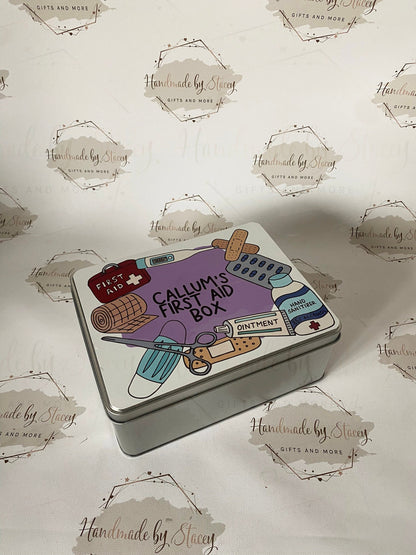 Personalised Novelty Metal Tin|Medicine Box|New Home Gift Idea|Box for Diabetics|Storage for Medical supplies|First aid box|Editable Text