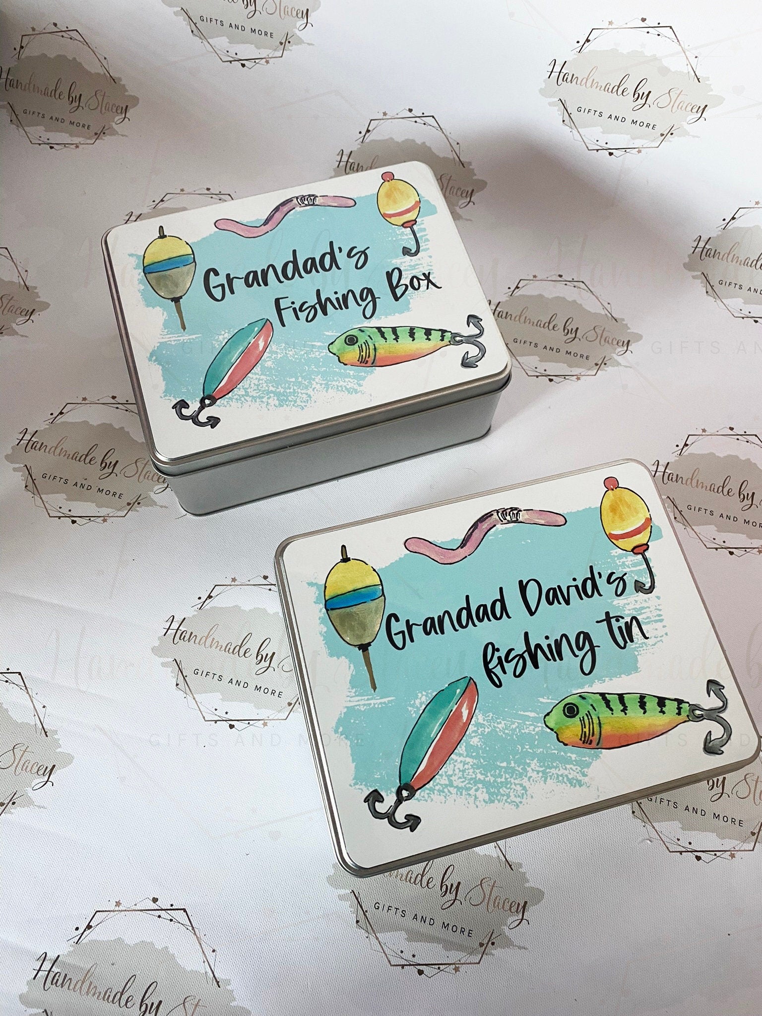 Personalised Novelty Metal Tin|Fishing Design|Birthday Christmas Gift|Editable Text|Fishing Accessories|Gift for Him|Father's Day|Sport