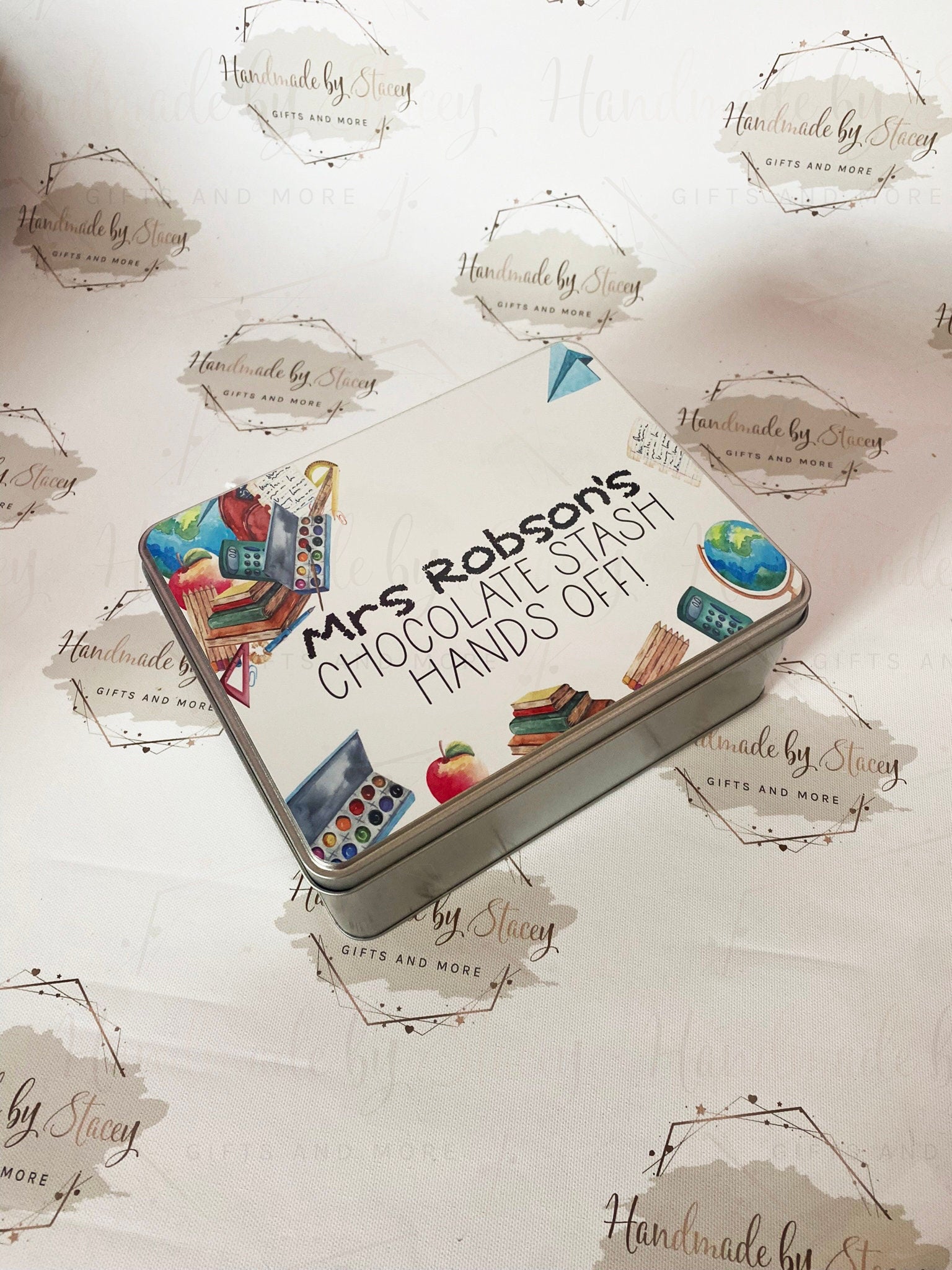 Personalised Novelty Metal Tin|Thank you Teacher|Biscuit Sweet Tin for TA|Emergency Teacher Supplies|Funny Unique Gift Idea