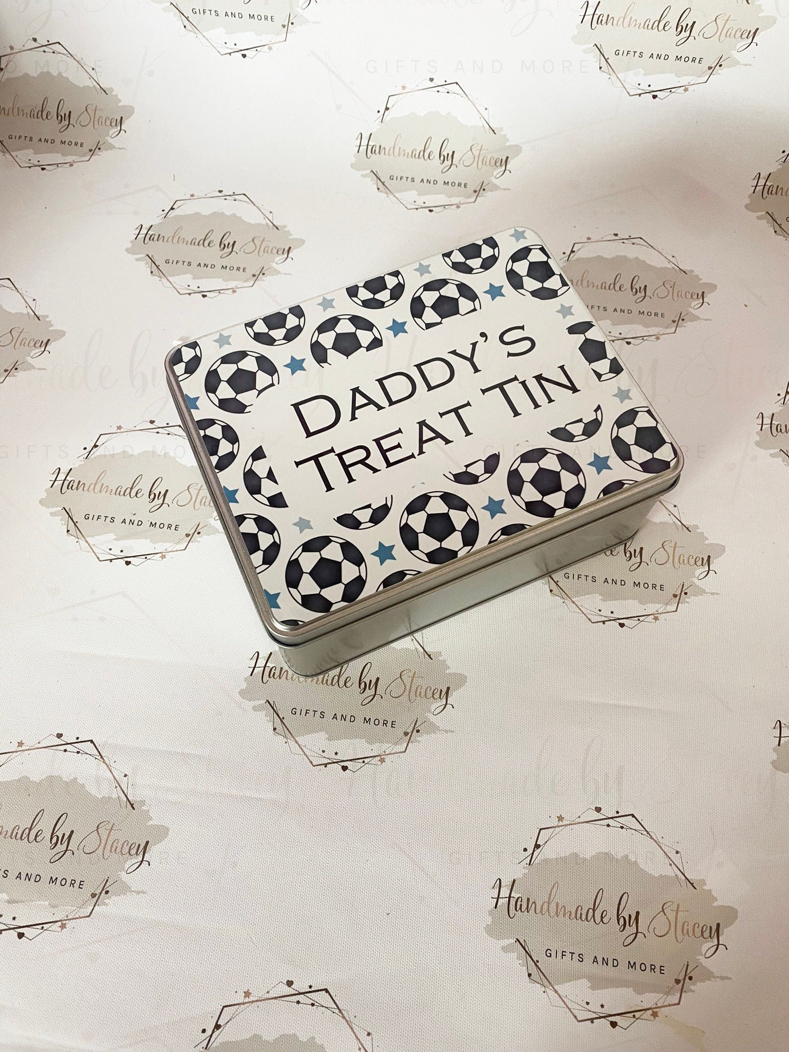 Personalised Novelty Metal Tin|Football Design|Editable Text|Football Medals|Sweets|Biscuits Tin|Thank you Birthday Christmas Gift Idea