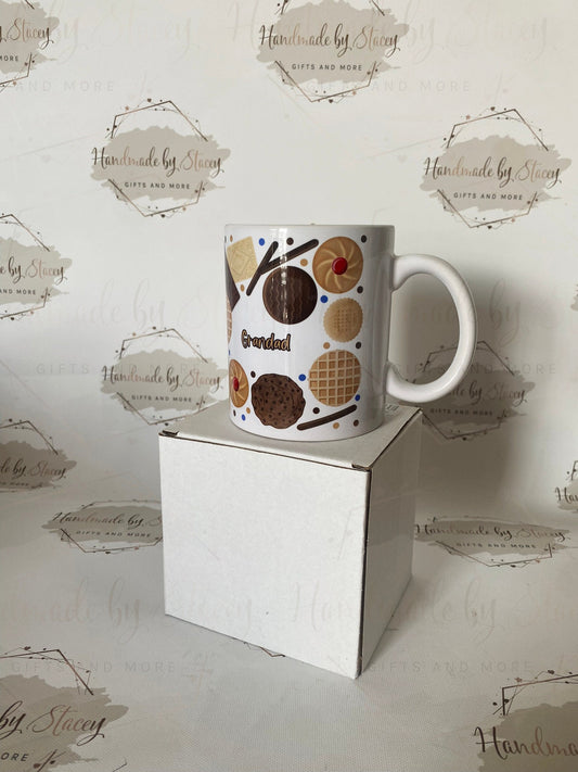 Personalised Ceramic Mug|Biscuit Design|Editable Text|Gift Idea for Him Her Nan Grandad Mum Dad|Birthday Christmas