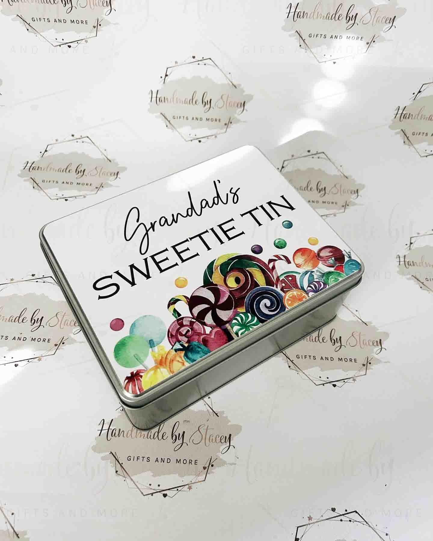 Personalised Novelty Metal Tin|Old Fashioned Sweeties|Sugar Treat Tin|Editable Text|Gift Idea for Grandad|Dad|Uncle|Mum|Aunty|Godparent