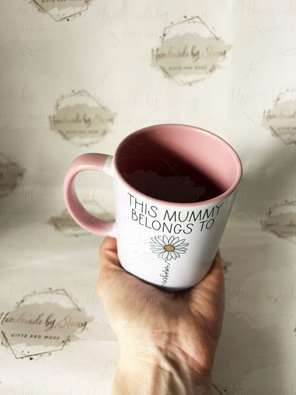 Personalised Birth Flower Mug|Ceramic Drinking Cup|Grandparent Mothers Day Birthday Gift Idea for Her|Floral Birthday Design