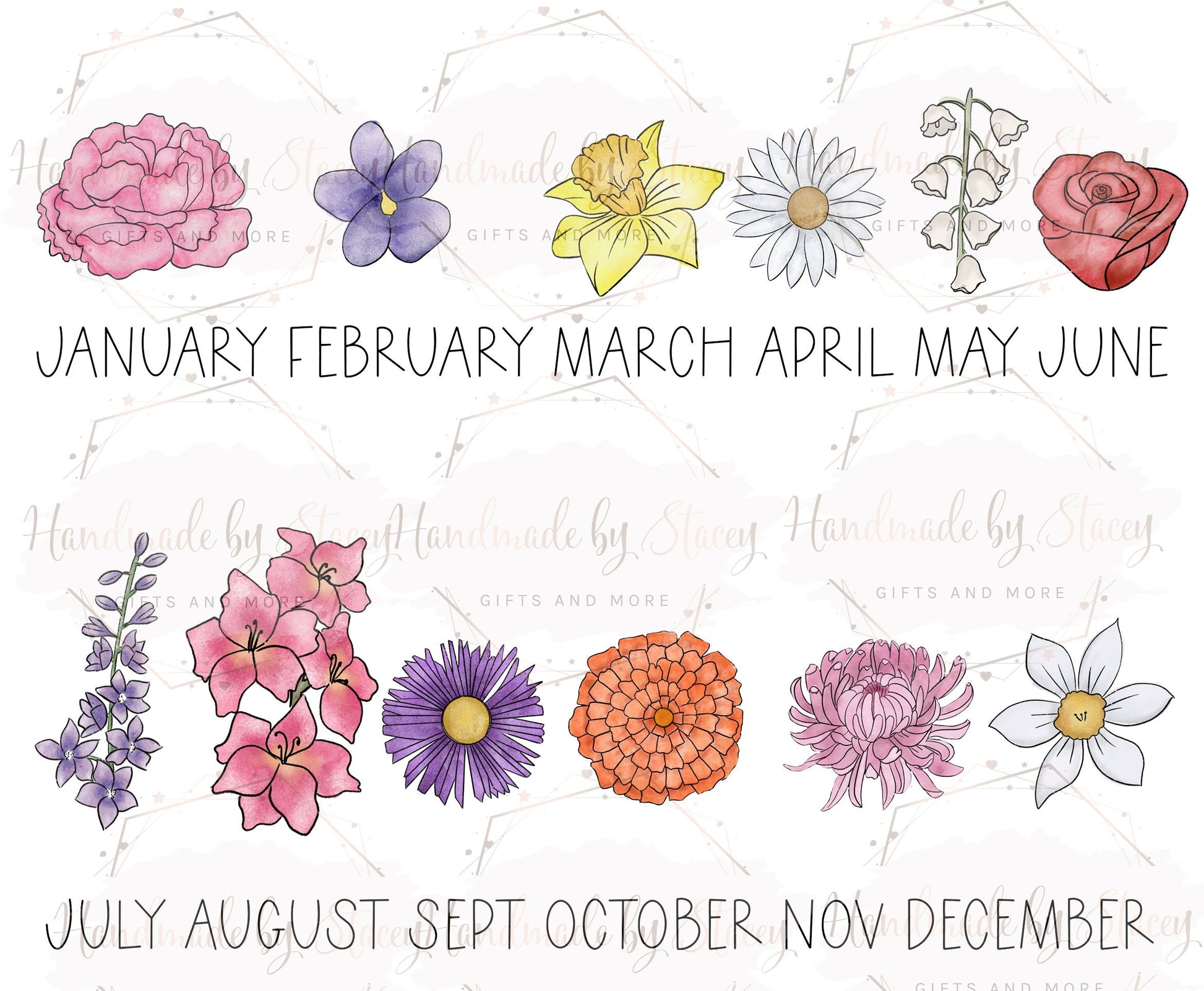 Personalised Birth Flower Mug|Ceramic Drinking Cup|Grandparent Mothers Day Birthday Gift Idea for Her|Floral Birthday Design