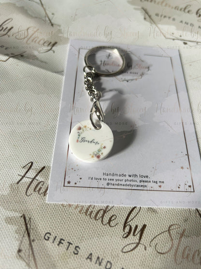 Personalised Trolley Coin|Wildflower Shopping Trolley Token|Thank you Small Keepsake Gift Idea for Mothers Day|Nannys|Birthdays