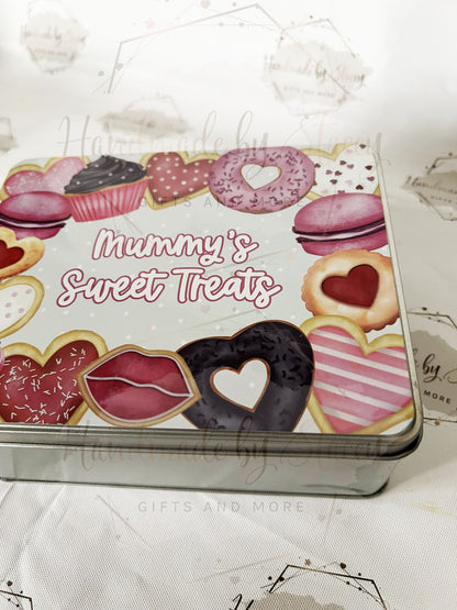 Personalised Novelty Metal Tin|Valentines Love Biscuit Cake Design|Gift for Mothers Day|Best Friend|Aunty|Sweetie Treat Present