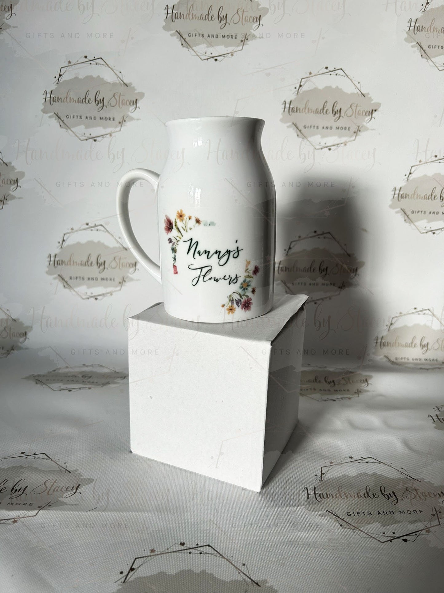 Personalised Wildflower Jug|Ceramic Floral Vase|Grandparent Mothers Day Birthday Gift Idea for Her|Two Sizes|Limited Product