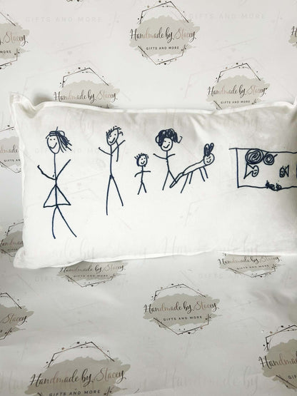 Personalised Cushion Cover|30x50cm Oblong Shaped Soft Velted Pillow with or Without Inner|Custom Child Artwork/Handprints Father Mothers Day