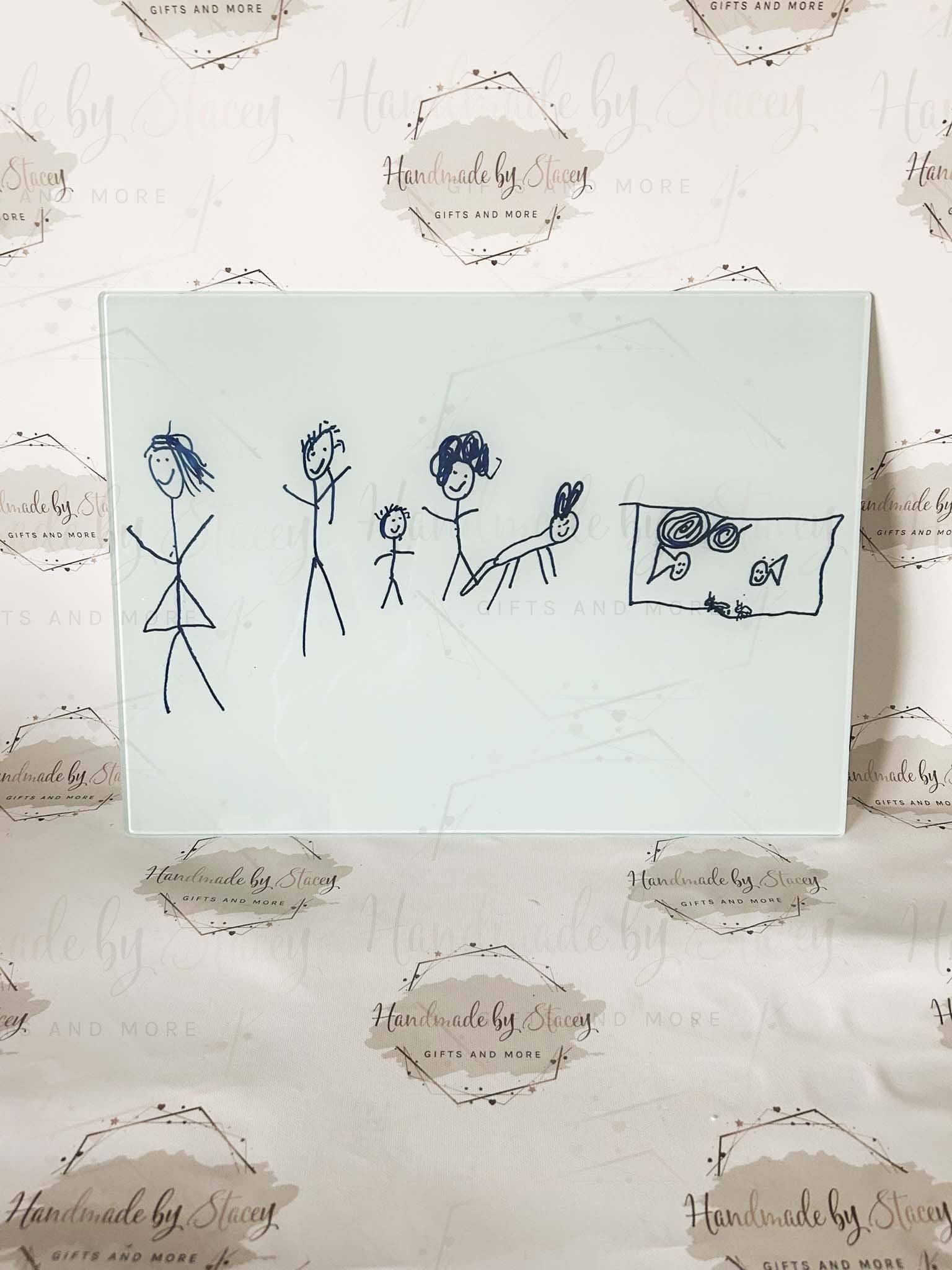 Personalised Chopping Board|A4 or A3|Child Drawing Handprint Artwork|Custom Gift Idea Fathers Day Mothers Day Kitchen Home