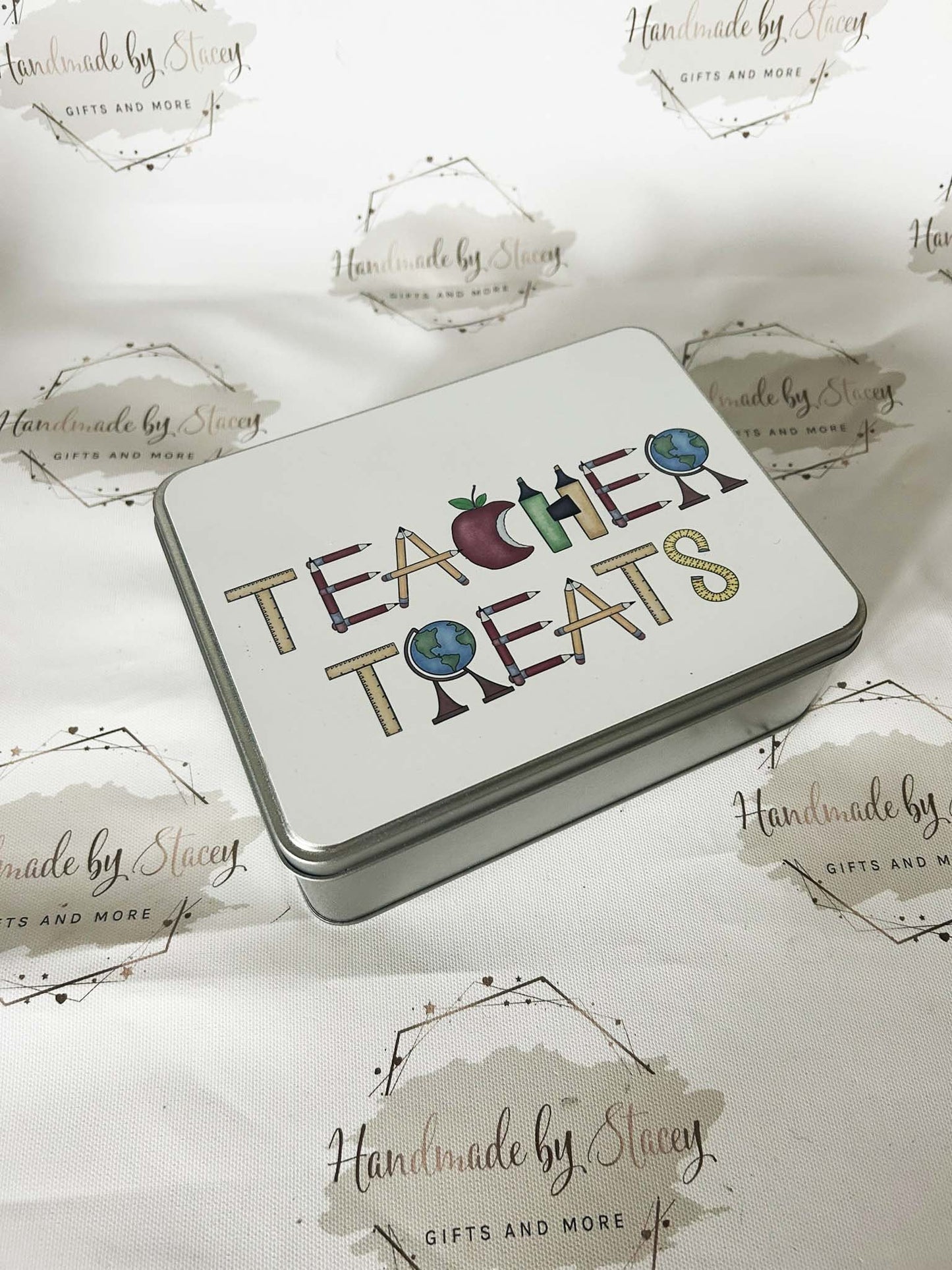 Personalised Novelty Metal Tin|Teacher Alphabet|Editable Text|Sweet Biscuit|Thank you TA Sen Teacher Gift Idea End Of School Year