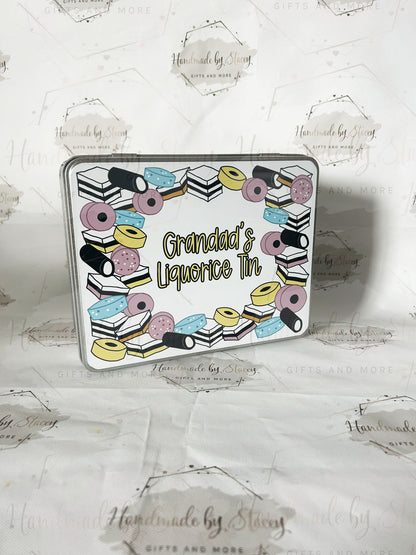 Personalised Novelty Metal Tin|Liquorice Sweet Design|Various Sizes|Custom Text|Big Birthday|Tenth Anniversary|Sweet Biscuit Box|Fathers Day