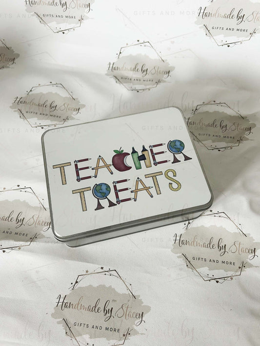 Personalised Novelty Metal Tin|Teacher Alphabet|Editable Text|Sweet Biscuit|Thank you TA Sen Teacher Gift Idea End Of School Year
