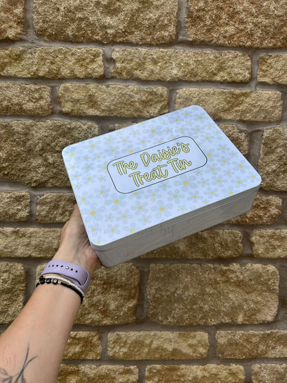 Personalised Novelty Metal Tin|Daisy Box|Editable Text|Nursery Childminder School|Thank you Present|Birthday Christmas Sweet Chocolate Gift
