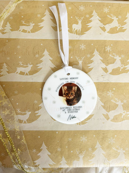 Personalised Christmas Bauble|Ceramic Tree Decoration|Editable Text|In Memory Photo Gift|Family In Heaven|