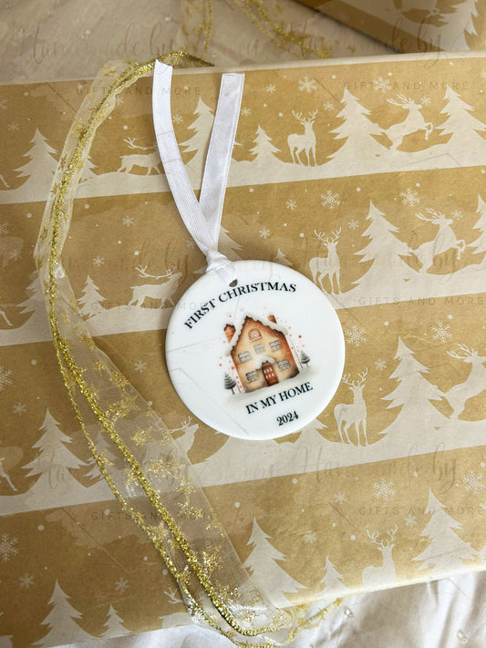 Personalised Christmas Bauble|Ceramic Tree Decoration|Editable Text|First Christmas in New Home|New House|Festive Home Design|Secret Santa
