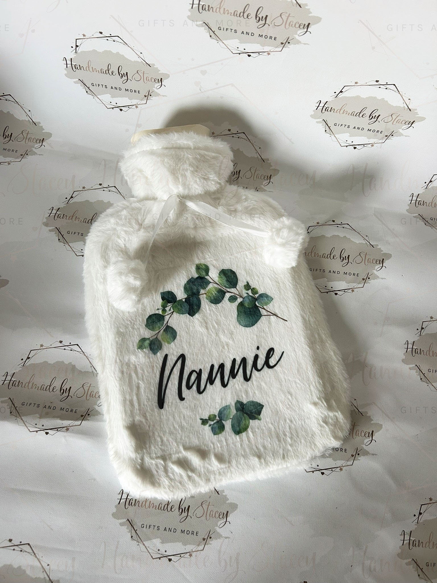 Personalised Hot Water Bottle|Eucalyptus Floral Design|Editable Text|Limited Birthday Christmas Warm Gift Idea|For Mum Grandparent Friend