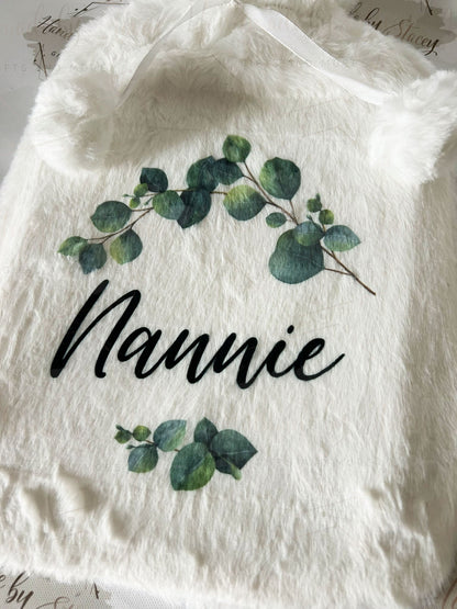 Personalised Hot Water Bottle|Eucalyptus Floral Design|Editable Text|Limited Birthday Christmas Warm Gift Idea|For Mum Grandparent Friend