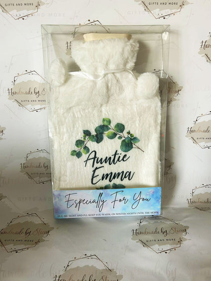 Personalised Hot Water Bottle|Eucalyptus Floral Design|Editable Text|Limited Birthday Christmas Warm Gift Idea|For Mum Grandparent Friend