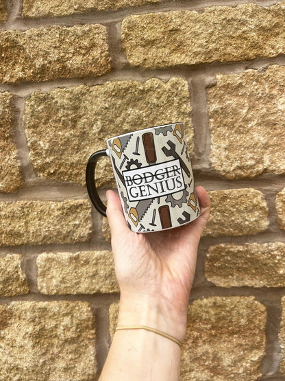 Personalised Ceramic Mug & Coaster|Tool DIY Building Design|Editable Custom Text|Fathers Day Birthday Drinking Gift for Him|Dad|Grandad|