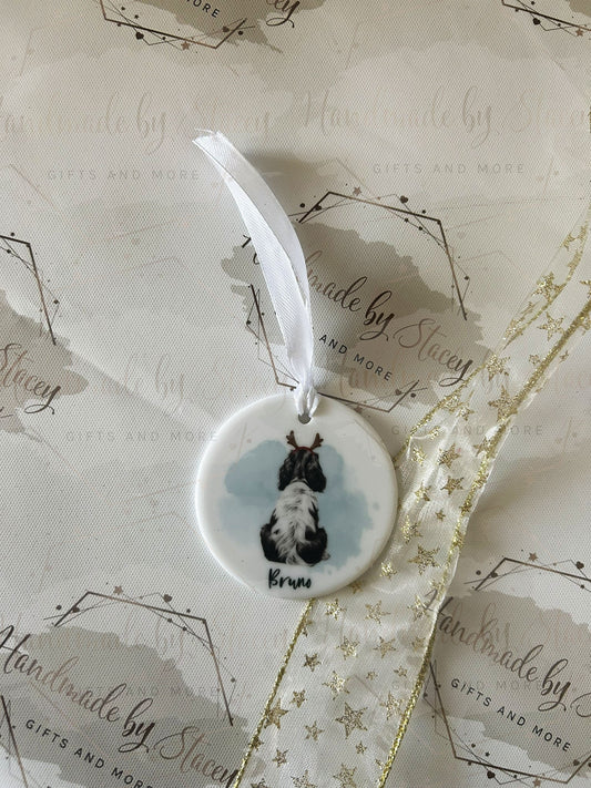 Personalised Christmas Pet Bauble|Ceramic Tree Decoration|Editable Text|Man's Best Friend|Dog Design|Santa Paws|Gift for Dog Owner