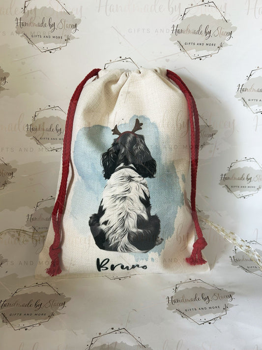 Personalised Christmas Bag|Dog's Xmas Sack|Mans Best Friend Christmas Stocking|Gift for Dog Owner|Puppy Treat|Custom text|Over 100 Dog Breed
