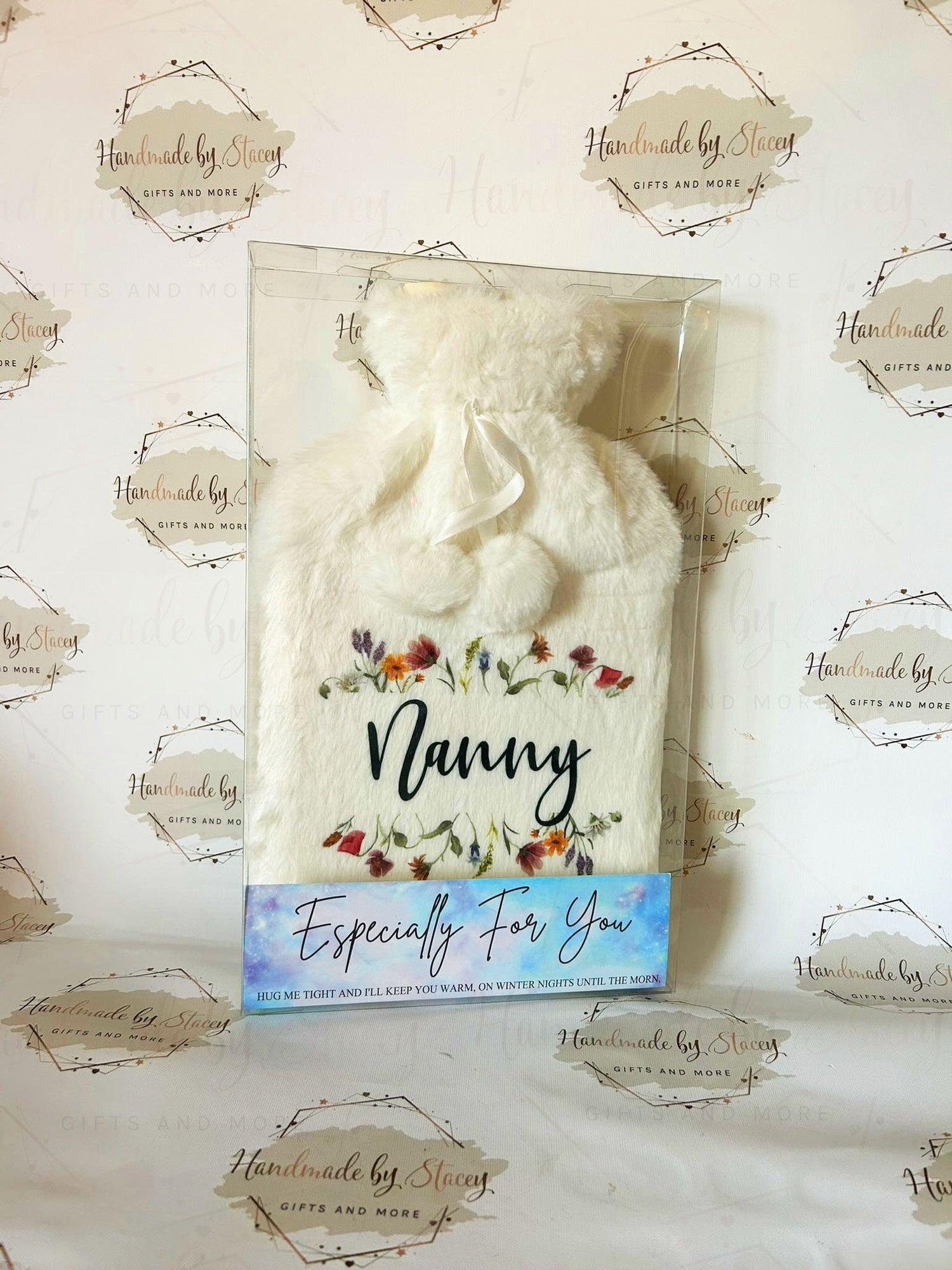 Personalised Hot Water Bottle|Wildflower Floral Design|Editable Text|Limited Birthday Christmas Warm Gift Idea|For Mum Grandparent Friend