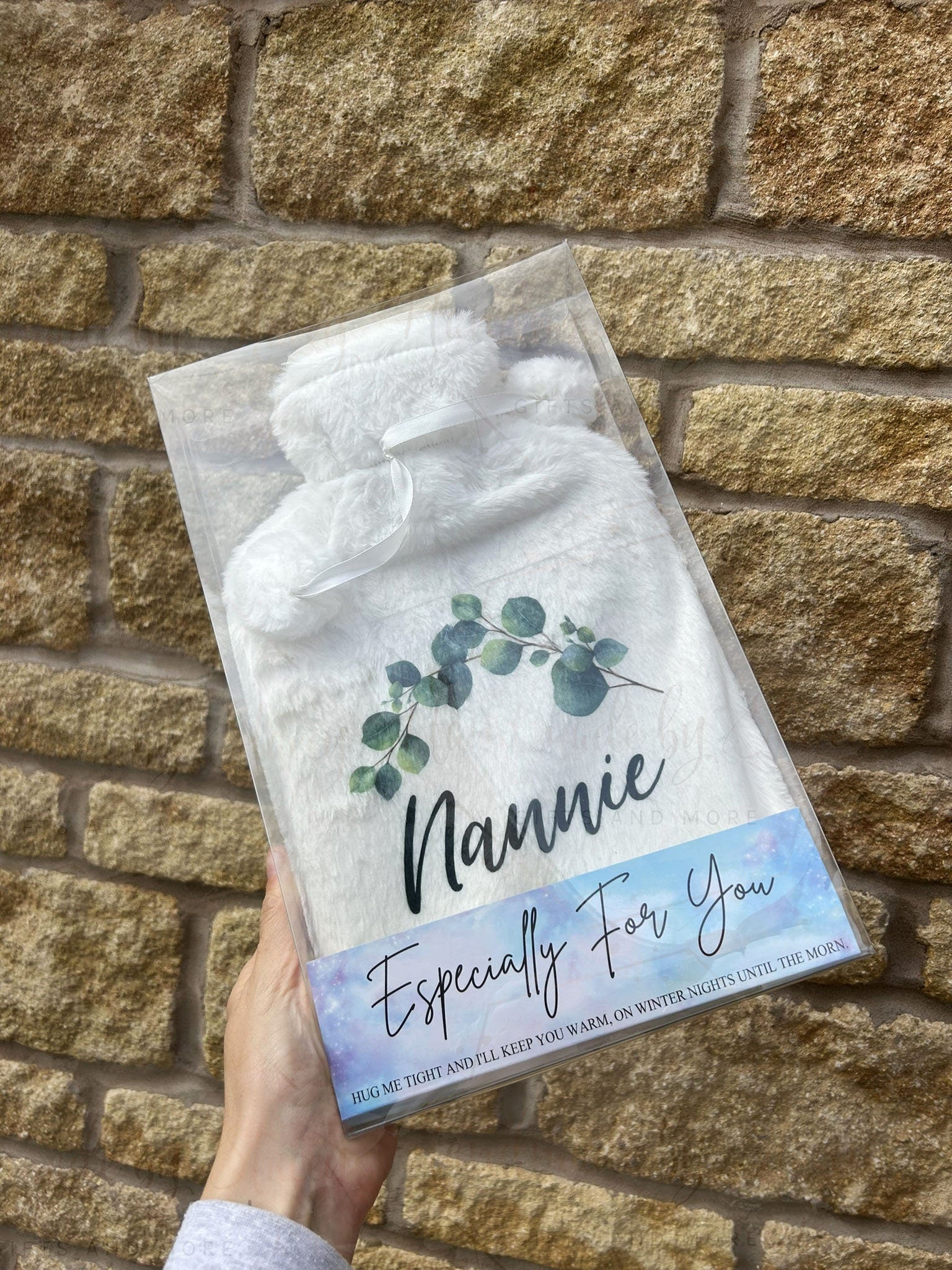 Personalised Hot Water Bottle|Eucalyptus Floral Design|Editable Text|Limited Birthday Christmas Warm Gift Idea|For Mum Grandparent Friend
