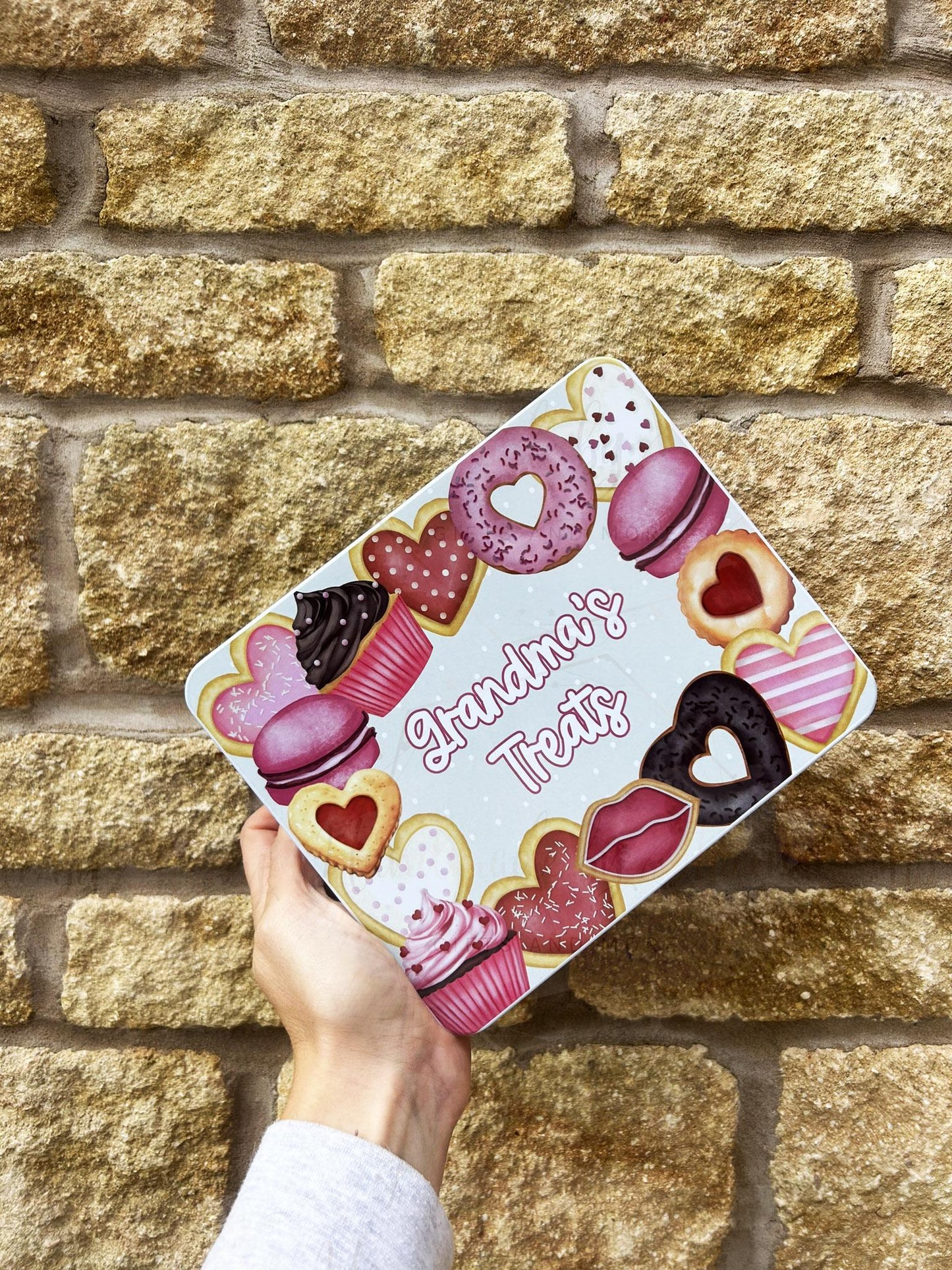 Personalised Novelty Metal Tin|Valentines Love Biscuit Cake Design|Gift for Mothers Day|Best Friend|Aunty|Sweetie Treat Present