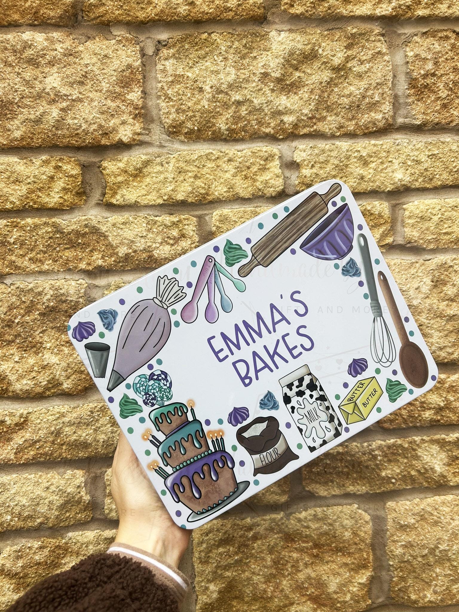 Personalised Novelty Metal Tin|Baking Cooking Tin|Editable Text|Recipe Cards Baking Accessories Storage|Gift for Kitchen|Birthday Christmas