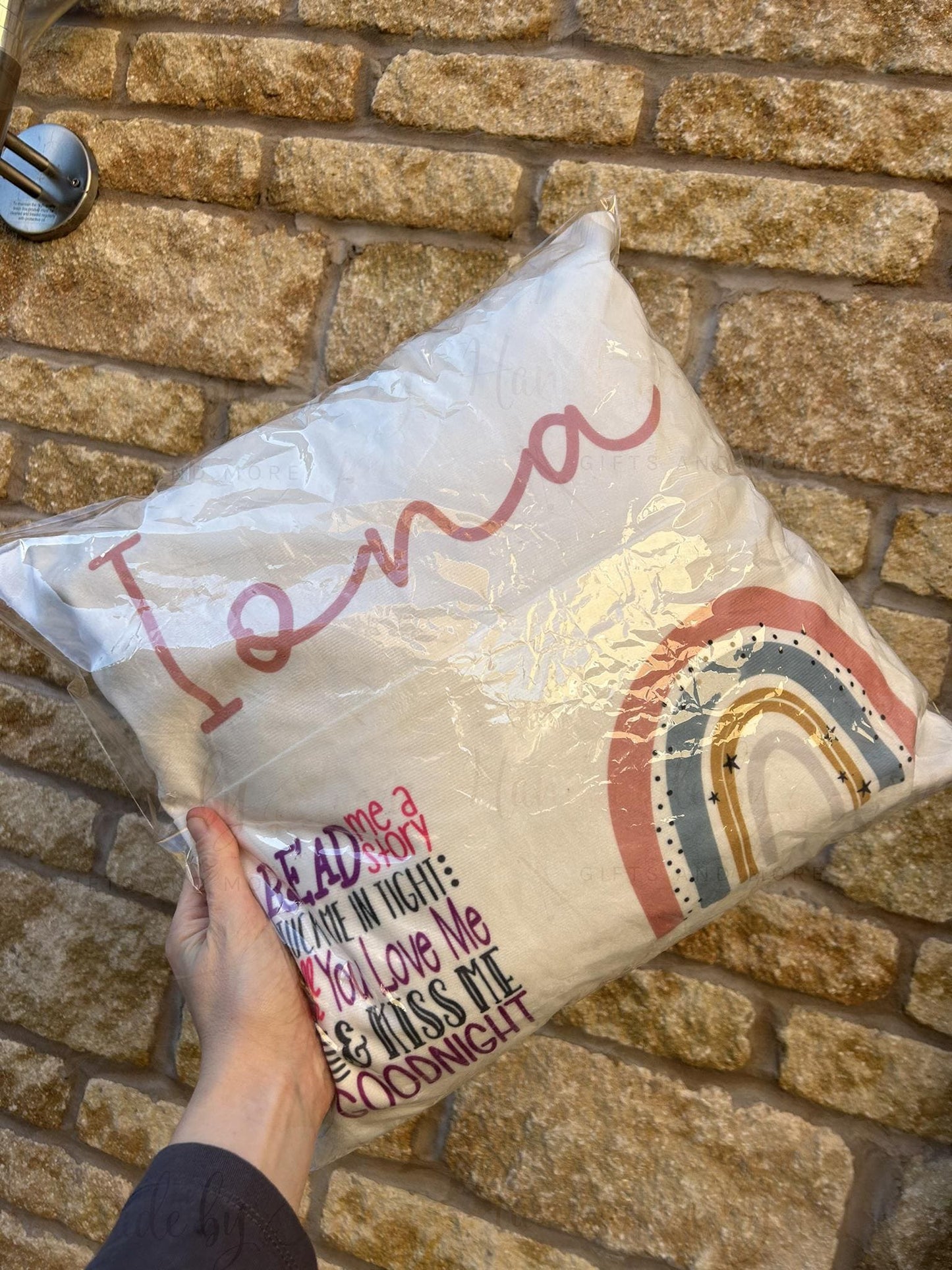 Rainbow Personalised Book Cushion/Pocket Cushion/Gift Idea for Children/Birthday Gift for Son/Daughter/Reading Keepsake Bedroom Decor