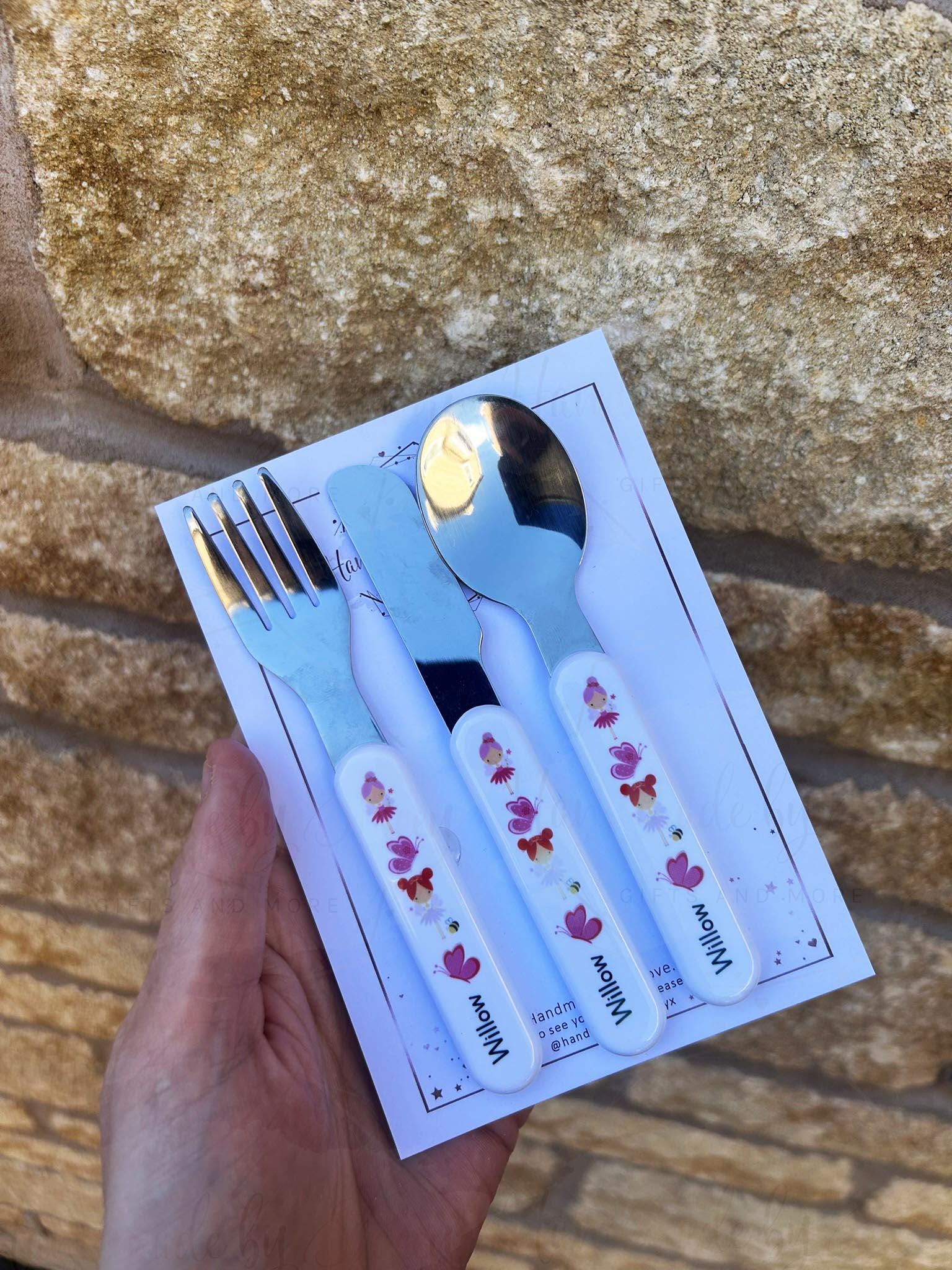 Personalised Plastic Childrens Cutlery|Various Designs|First Birthday|Christening