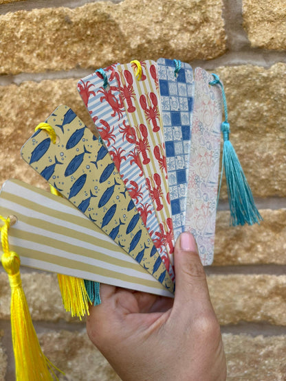 Aluminium Nautical Bookmark & Tassel|Seaside Lobster Seashell Design|UK Made