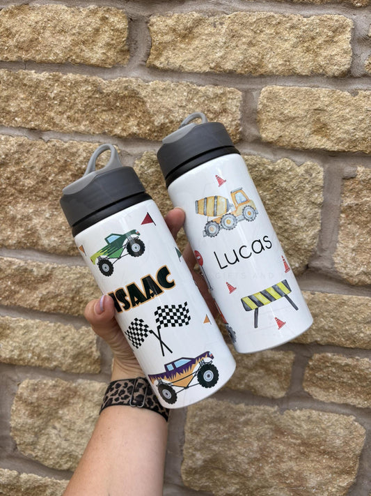 Personalised Water Bottle|Multiple Designs|650ml Aluminium|Editable Text|Straw|Birthday Christmas Friend Back to School Nursery Gift Idea