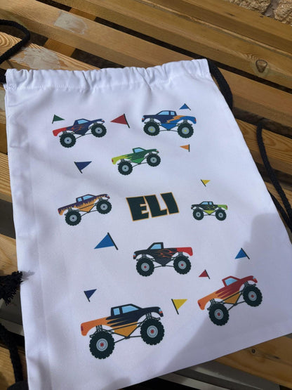 Personalised PE Swim Drawstring Bag|Multiple Designs Back to School|Editable Text|Sports Gym Bag|Tractor|Trains|Princesses|Gift for Kids
