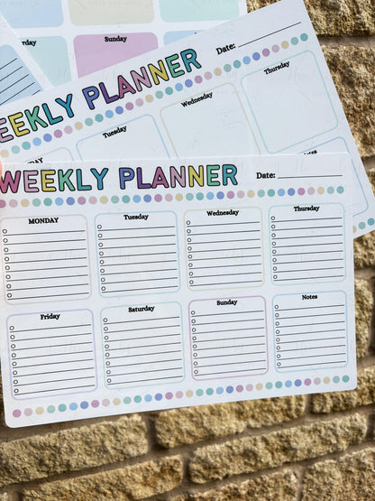 A4 Aluminium Reusable Weekly Whiteboard Planner|Four Designs|Family Organiser