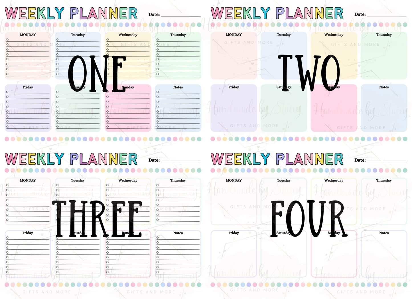 A4 Aluminium Reusable Weekly Whiteboard Planner|Four Designs|Family Organiser