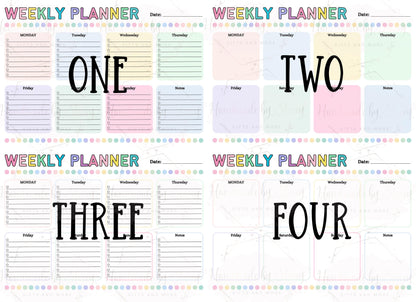 A4 Aluminium Reusable Weekly Whiteboard Planner|Four Designs|Family Organiser