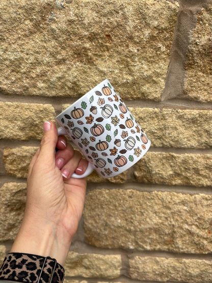 Personalised Pumpkin Mug|Autumnal Harvest Design|Editable Text|