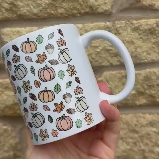 Personalised Pumpkin Mug|Autumnal Harvest Design|Editable Text|