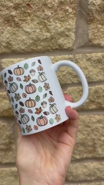 Personalised Pumpkin Mug|Autumnal Harvest Design|Editable Text|