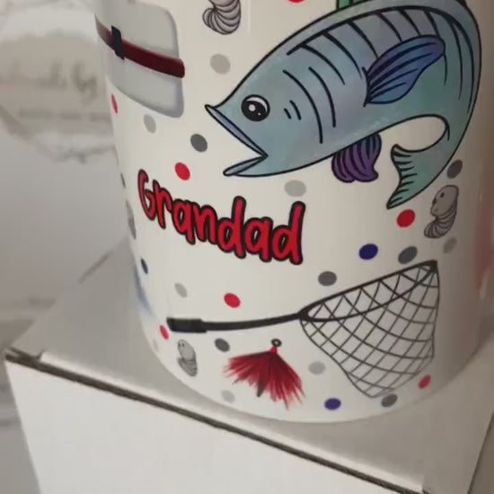 Personalised Ceramic Mug|Fishing Design|Fisherman Gift Idea|Editable Text|Birthday Christmas Gift for Him|Dad|Grandad|Stepdad|