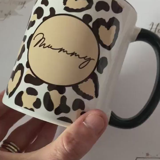 Personalised Ceramic Mug|Leopard Print Funky Style Drinking Cup|Editable Text|Gift Idea for Her|Friend|Mother's Day|Chirstmas