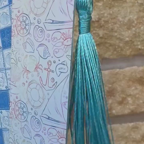Aluminium Nautical Bookmark & Tassel|Seaside Lobster Seashell Design|UK Made