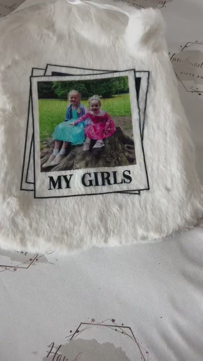 Personalised Hot Water Bottle|Photo Polaroid Design|Editable Text|Limited Birthday Christmas Warm Gift Idea|For Mum Grandparent Friend