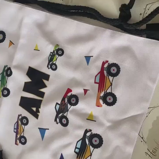 Personalised PE Swim Drawstring Bag|Multiple Designs Back to School|Editable Text|Sports Gym Bag|Tractor|Trains|Princesses|Gift for Kids