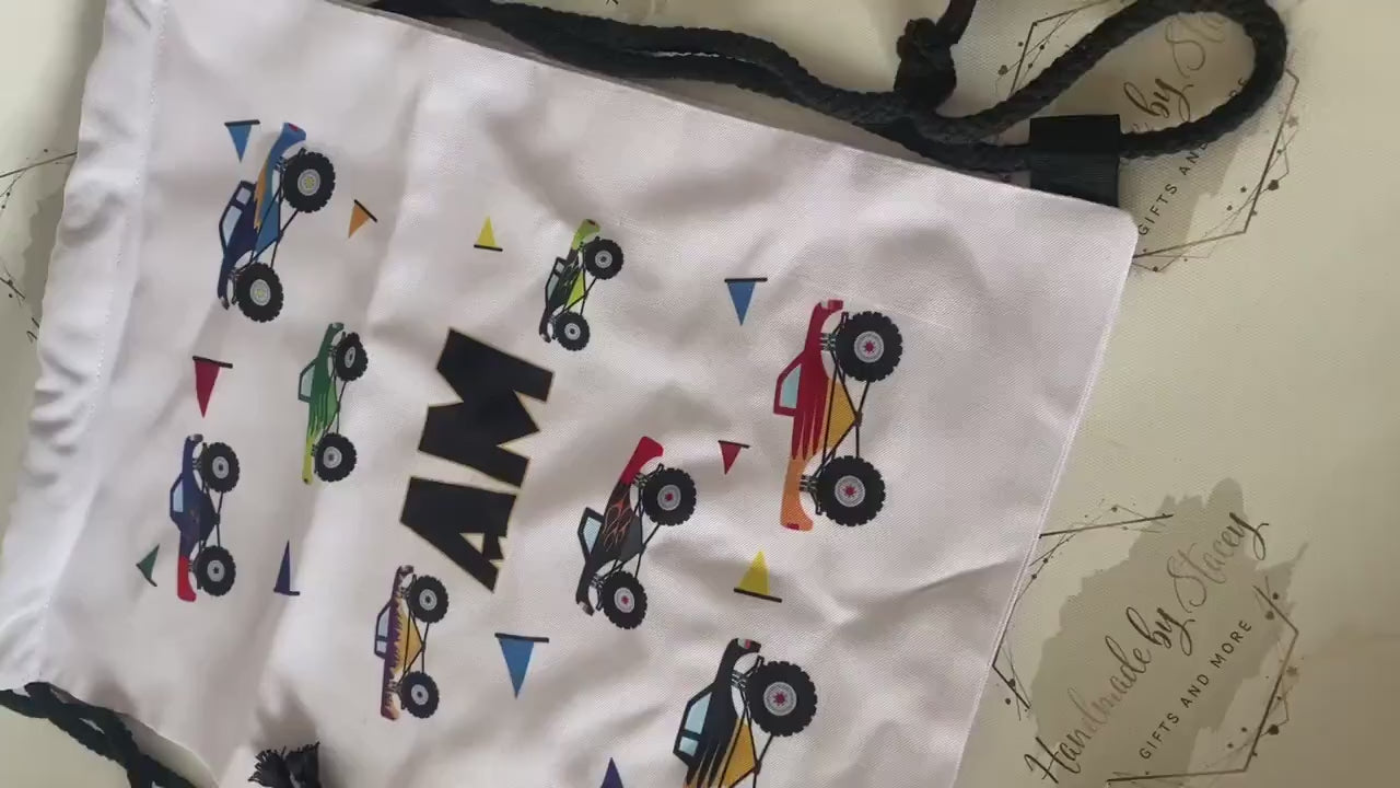 Personalised PE Swim Drawstring Bag|Multiple Designs Back to School|Editable Text|Sports Gym Bag|Tractor|Trains|Princesses|Gift for Kids