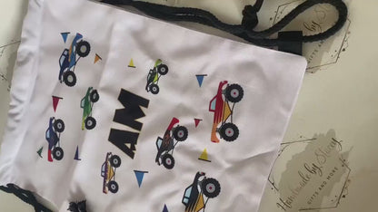 Personalised PE Swim Drawstring Bag|Multiple Designs Back to School|Editable Text|Sports Gym Bag|Tractor|Trains|Princesses|Gift for Kids