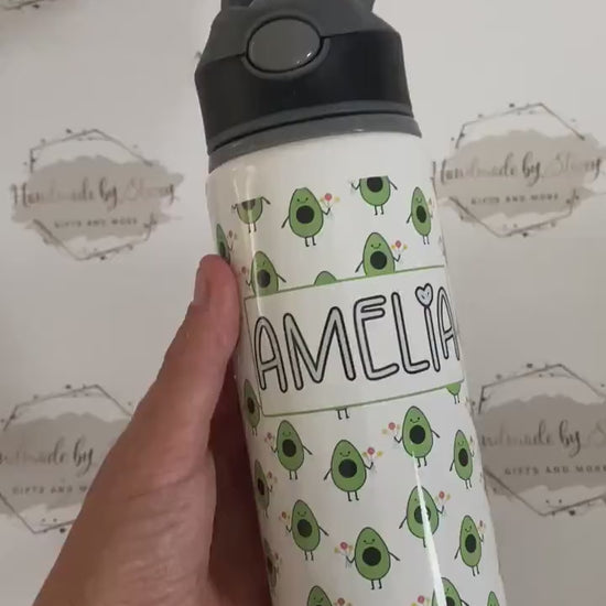 Personalised Child's Avocado Water Bottle|Back to School Drinking Bottle|Editable Text|Toddler Nursery|Birthday Gift Idea